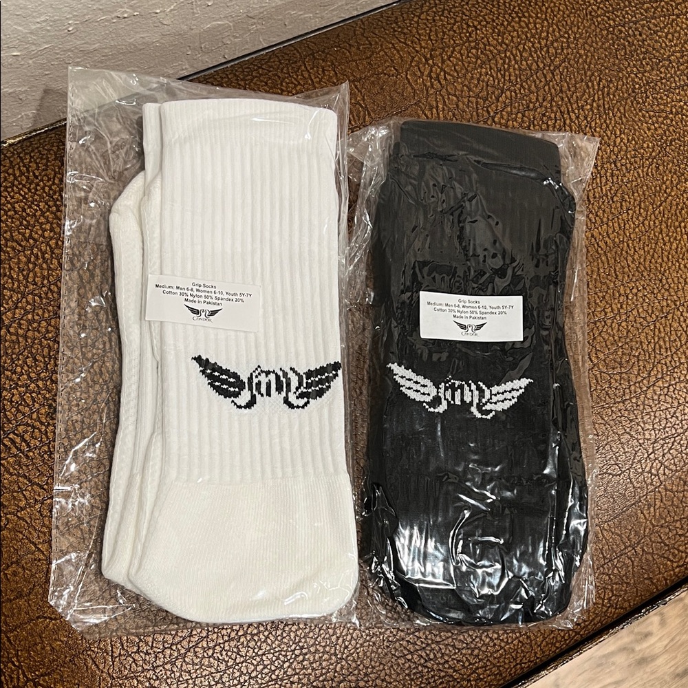 New Condor Sports Stretch Grip White & Black Winged Logo Socks 2 pairs per order